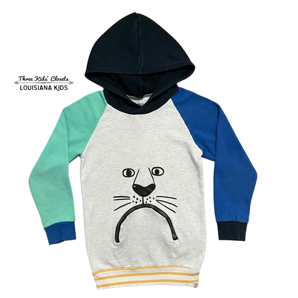 Sovereign Code 6Y Boys Colorful Lion Face Hoodie With Zipper Mouth